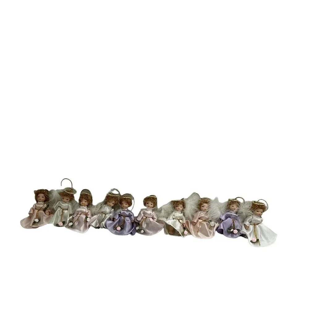 10 Vintage 4” Porcelain Dolls Angels Ornament Christmas Xmas Tree
